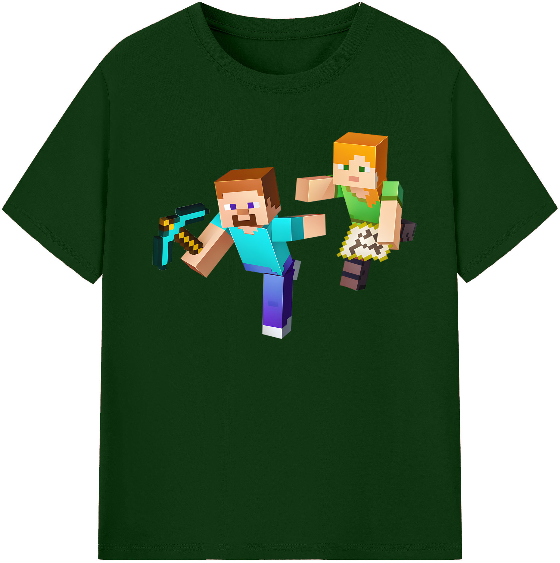 （画像用） マインクラフト ブロックの世界 Minecraft MC Block world 綿100％半袖Tシャツ（フロントプリント）